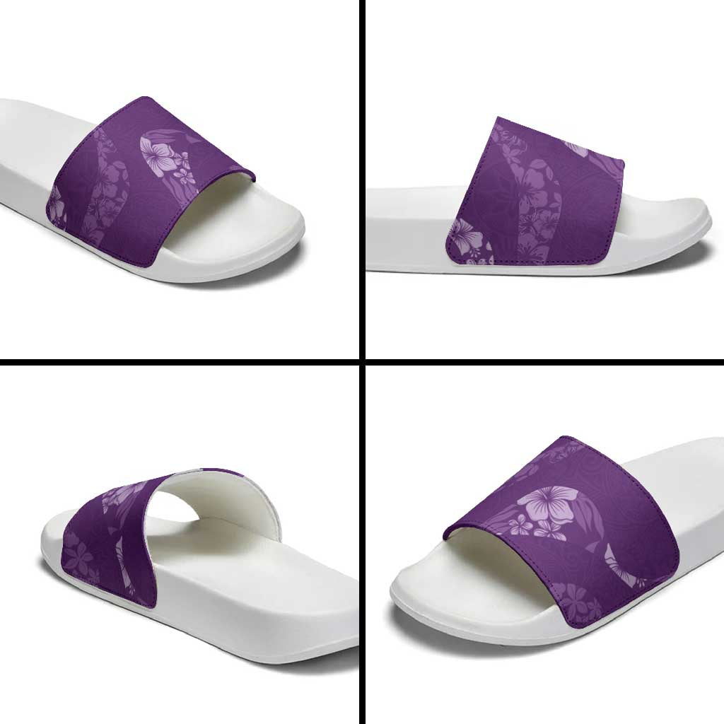 Aloha Hawaii Floral Tapa Slide Sandals Patchwork Violet LT7 - Polynesian Pride
