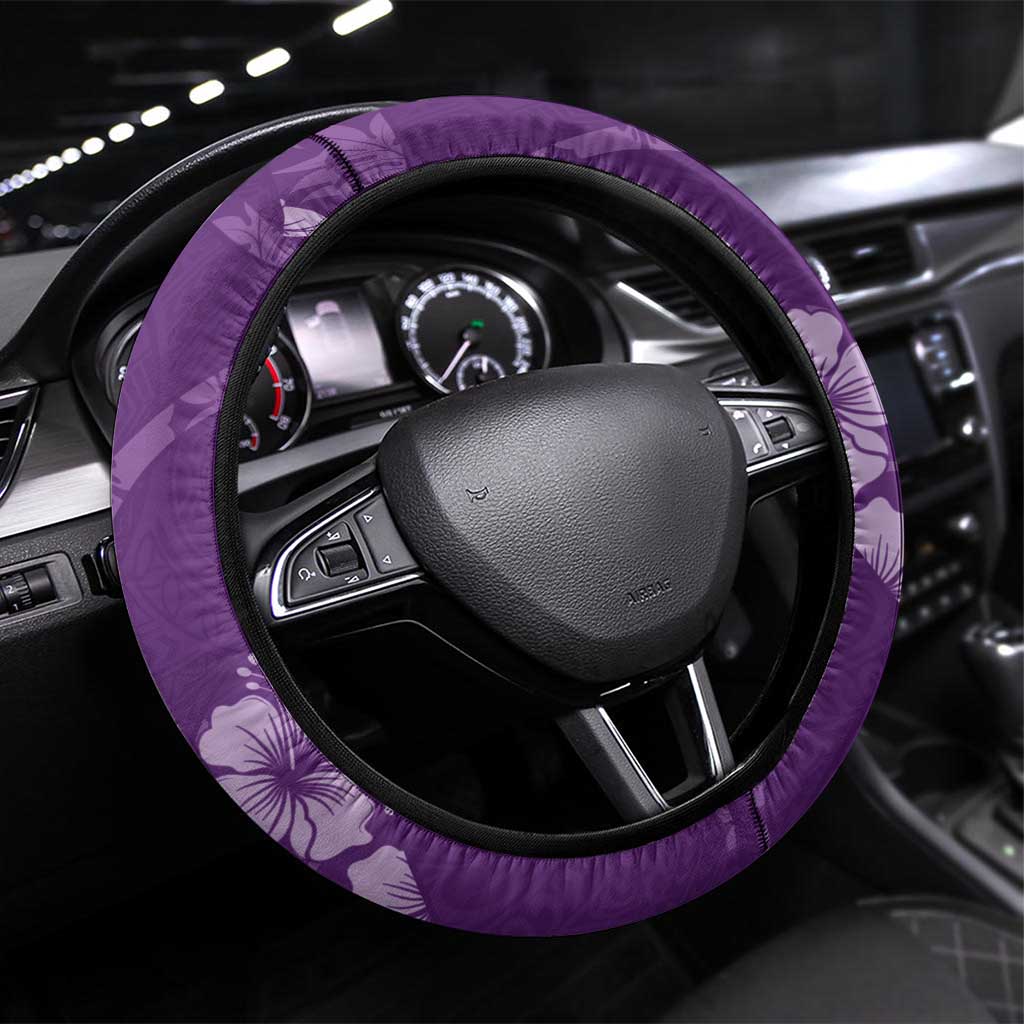 Aloha Hawaii Floral Tapa Steering Wheel Cover Patchwork Violet - Polynesian Pride