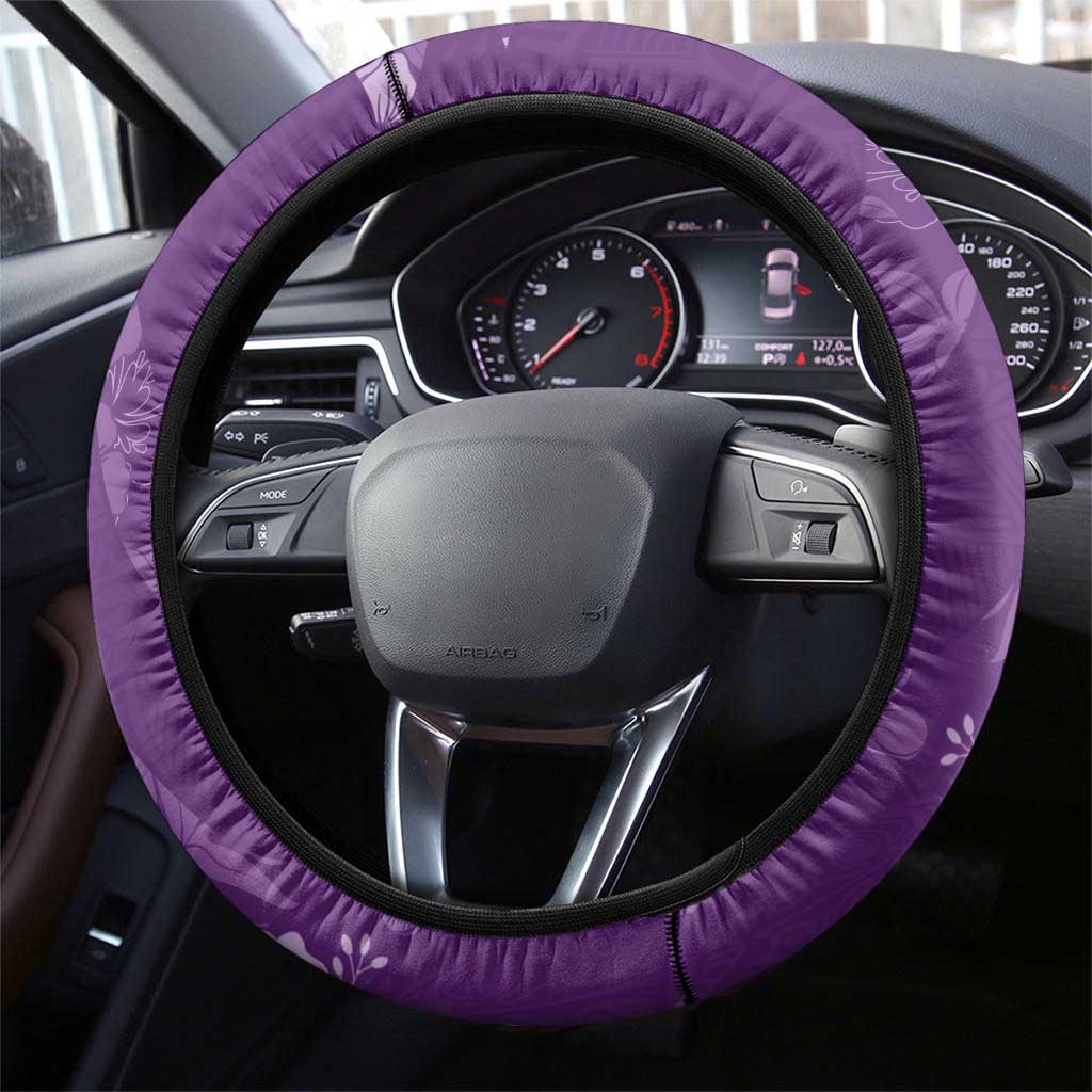 Aloha Hawaii Floral Tapa Steering Wheel Cover Patchwork Violet - Polynesian Pride