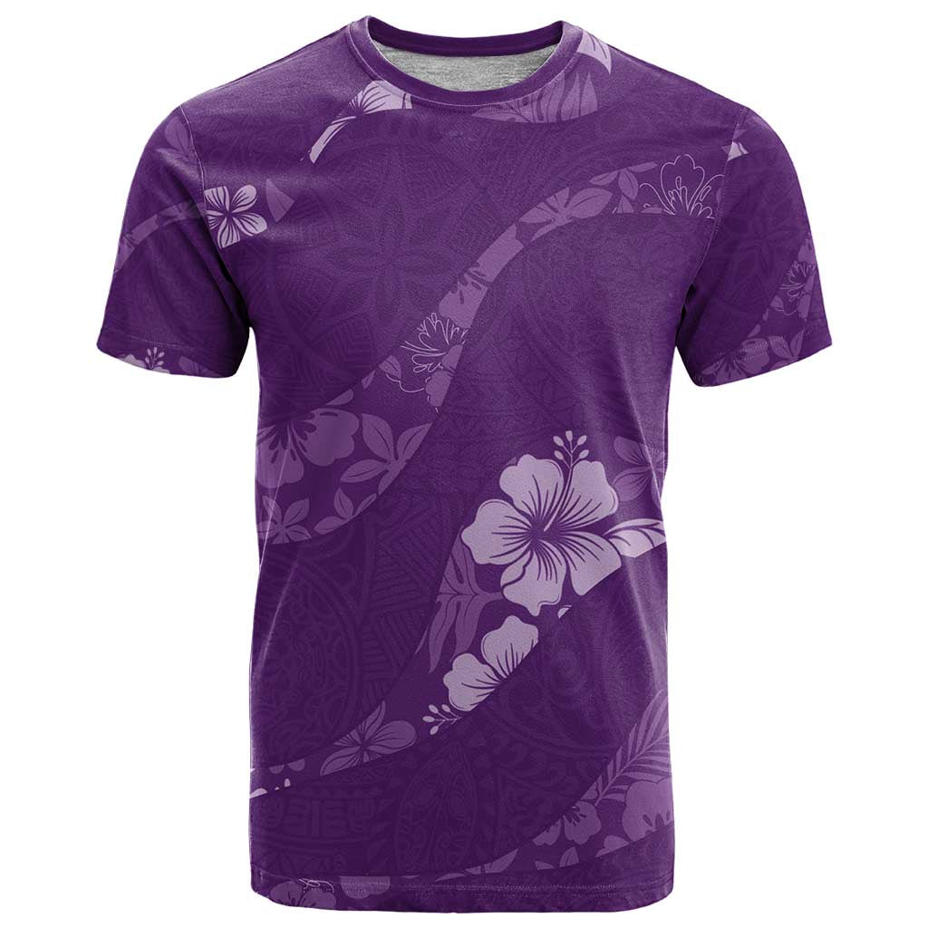 Aloha Hawaii Floral Tapa T Shirt Patchwork Violet - Polynesian Pride