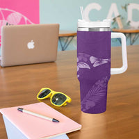 Aloha Hawaii Floral Tapa Tumbler With Handle Patchwork Violet - Polynesian Pride
