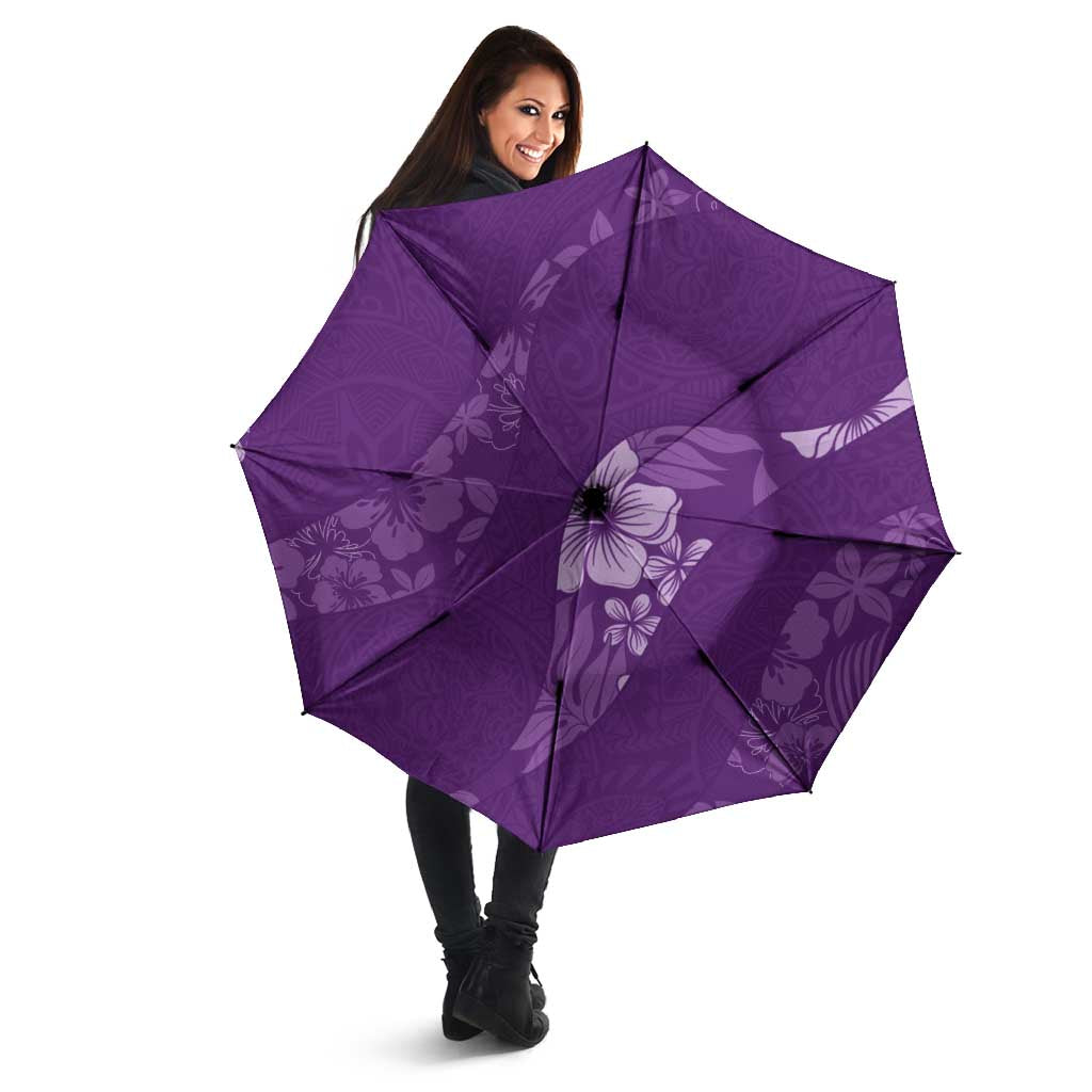 Aloha Hawaii Floral Tapa Umbrella Patchwork Violet - Polynesian Pride