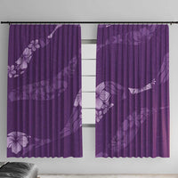 Aloha Hawaii Floral Tapa Window Curtain Patchwork Violet LT7 With Hooks Violet - Polynesian Pride
