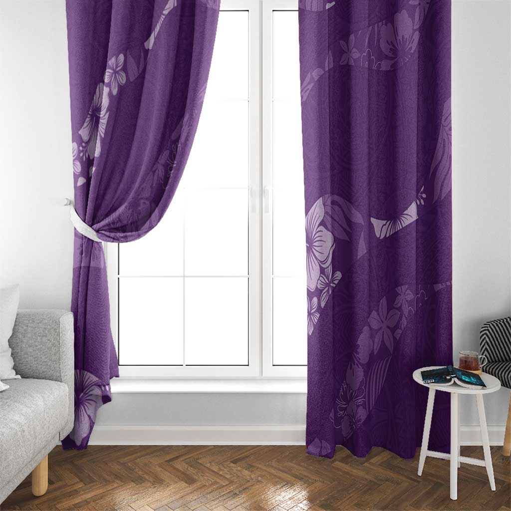 Aloha Hawaii Floral Tapa Window Curtain Patchwork Violet LT7 - Polynesian Pride