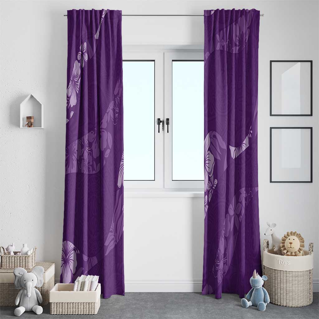 Aloha Hawaii Floral Tapa Window Curtain Patchwork Violet LT7 - Polynesian Pride