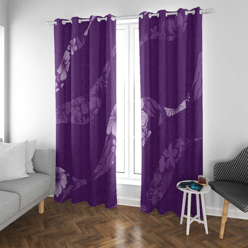Aloha Hawaii Floral Tapa Window Curtain Patchwork Violet LT7 With Grommets Violet - Polynesian Pride
