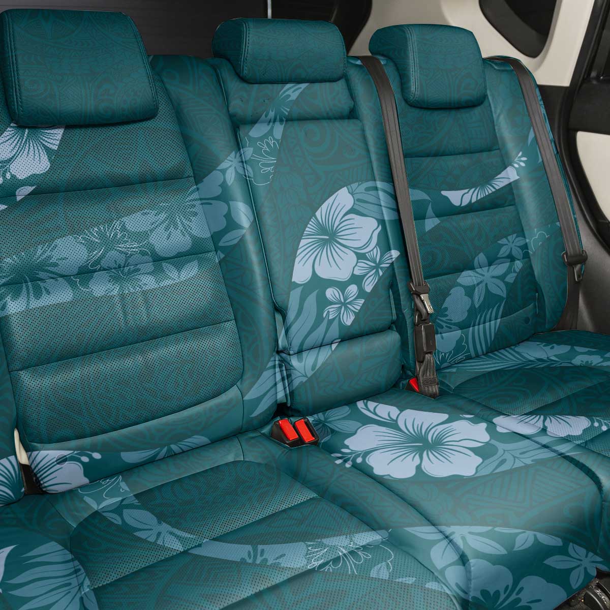 Aloha Hawaii Floral Tapa Back Car Seat Cover Patchwork Teal - Polynesian Pride