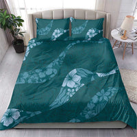 Aloha Hawaii Floral Tapa Bedding Set Patchwork Teal - Polynesian Pride