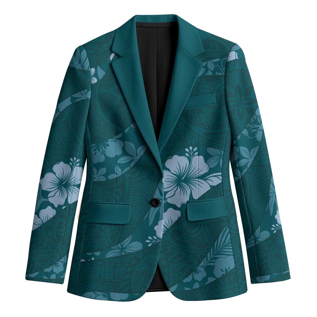 Aloha Hawaii Floral Tapa Blazer Patchwork Teal - Polynesian Pride