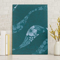 Aloha Hawaii Floral Tapa Canvas Wall Art Patchwork Teal - Polynesian Pride