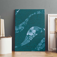 Aloha Hawaii Floral Tapa Canvas Wall Art Patchwork Teal - Polynesian Pride