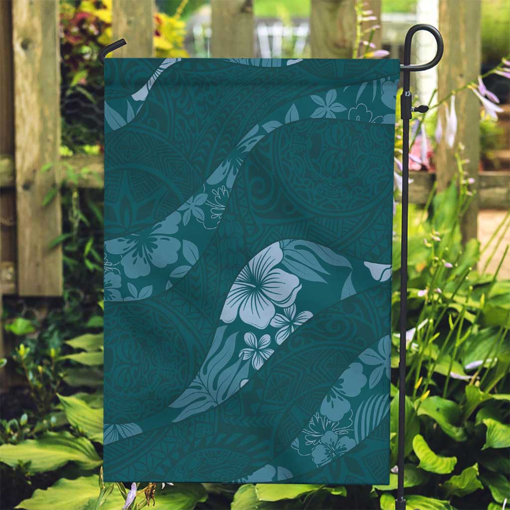 Aloha Hawaii Floral Tapa Garden Flag Patchwork Teal - Polynesian Pride