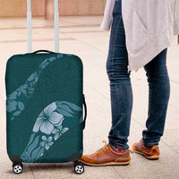 Aloha Hawaii Floral Tapa Luggage Cover Patchwork Teal - Polynesian Pride