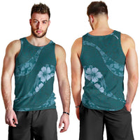 Aloha Hawaii Floral Tapa Men Tank Top Patchwork Teal - Polynesian Pride