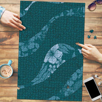 Aloha Hawaii Floral Tapa Puzzle Patchwork Teal - Polynesian Pride