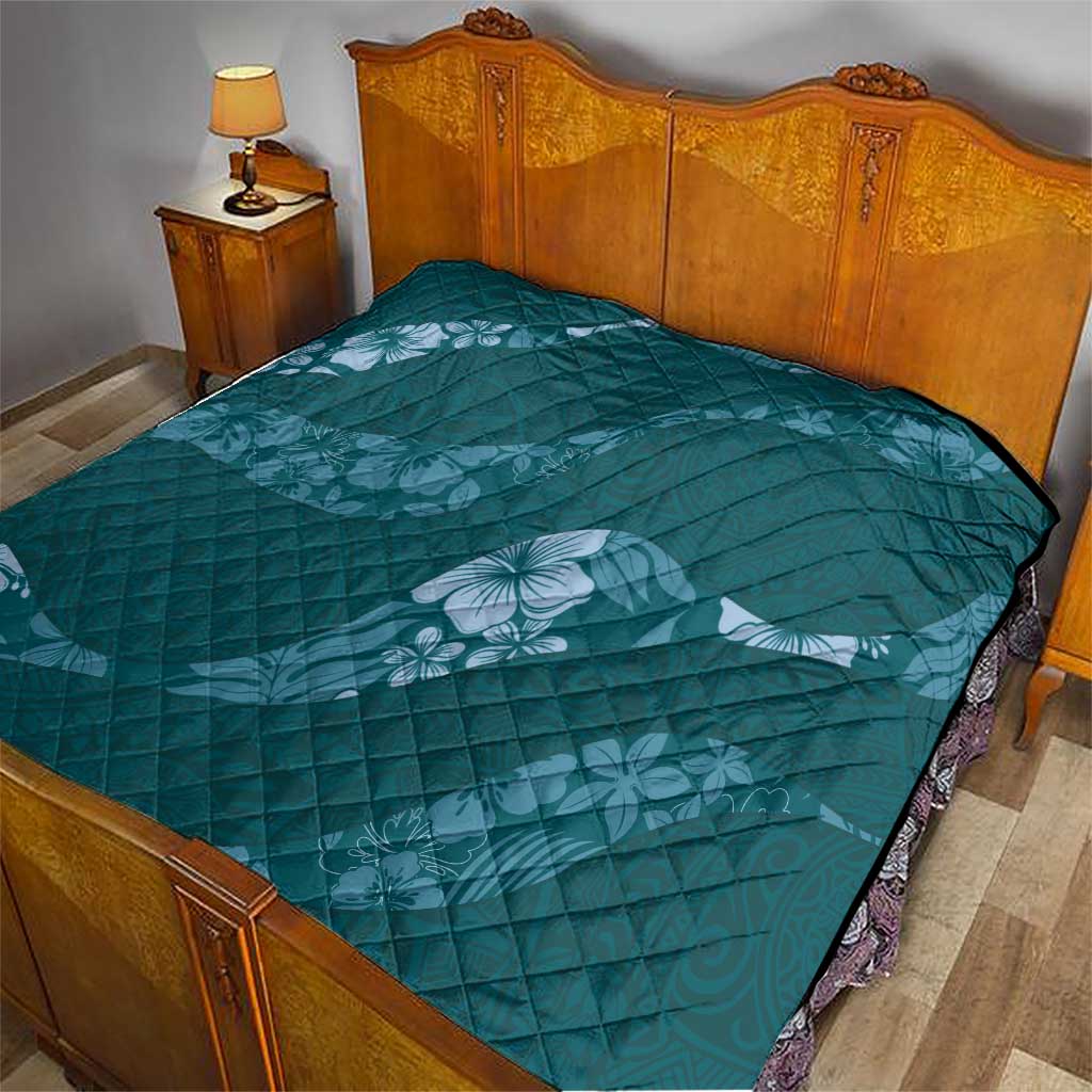 Aloha Hawaii Floral Tapa Quilt Patchwork Teal - Polynesian Pride