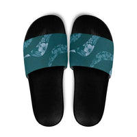 Aloha Hawaii Floral Tapa Slide Sandals Patchwork Teal LT7 Teal - Polynesian Pride