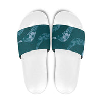 Aloha Hawaii Floral Tapa Slide Sandals Patchwork Teal LT7 Teal - Polynesian Pride
