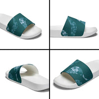 Aloha Hawaii Floral Tapa Slide Sandals Patchwork Teal LT7 - Polynesian Pride