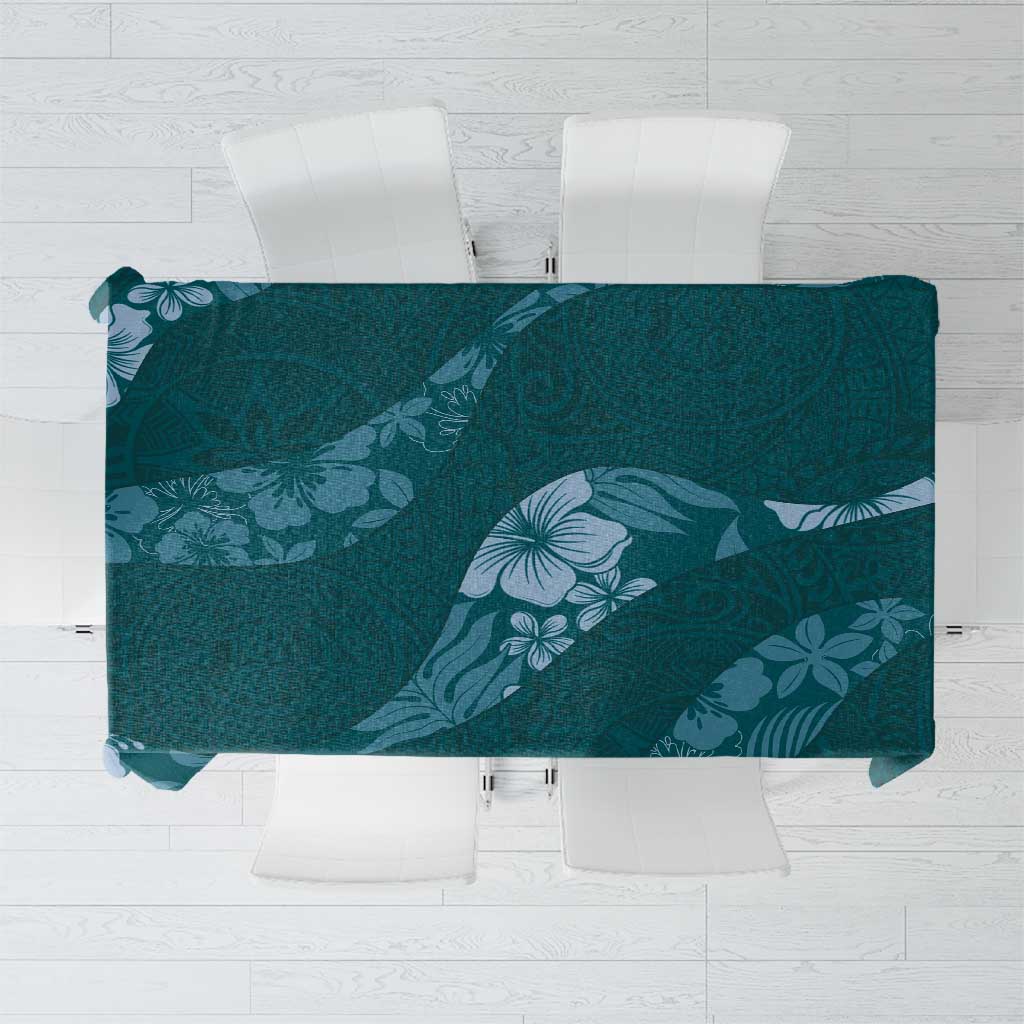 Aloha Hawaii Floral Tapa Tablecloth Patchwork Teal - Polynesian Pride