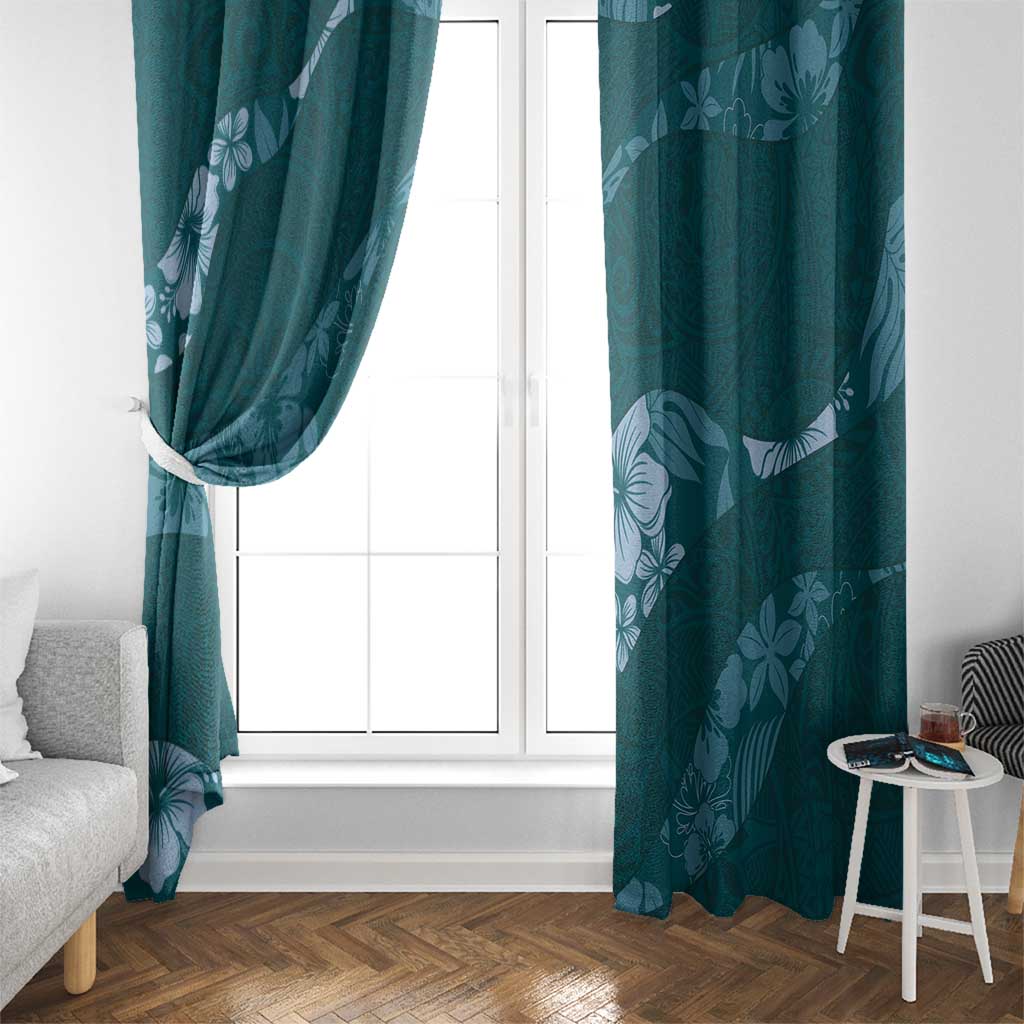 Aloha Hawaii Floral Tapa Window Curtain Patchwork Teal - Polynesian Pride