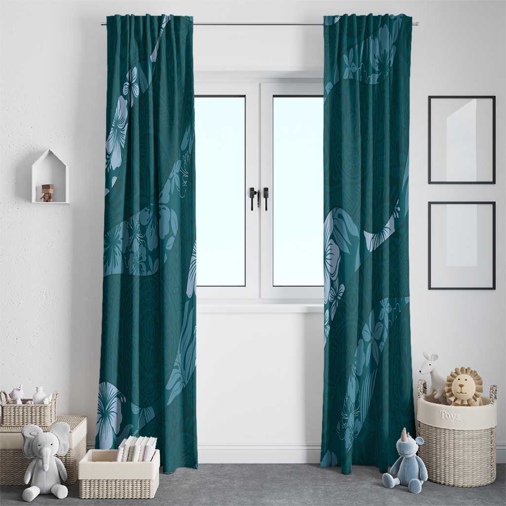 Aloha Hawaii Floral Tapa Window Curtain Patchwork Teal - Polynesian Pride