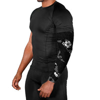 Aloha Hawaii Floral Tapa Arm Sleeves Patchwork Charcoal - Polynesian Pride