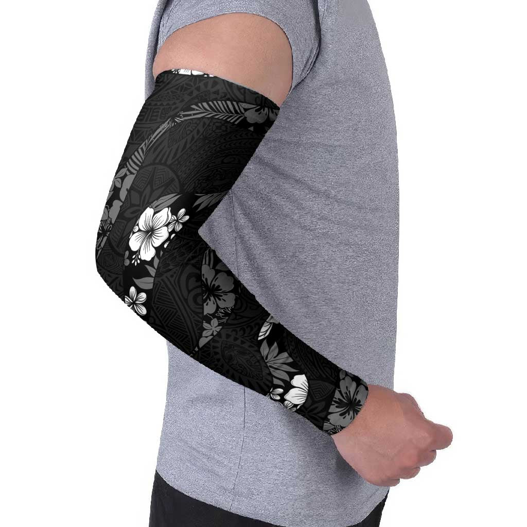 Aloha Hawaii Floral Tapa Arm Sleeves Patchwork Charcoal - Polynesian Pride