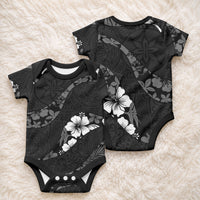 Aloha Hawaii Floral Tapa Baby Onesie Patchwork Charcoal