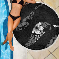 Aloha Hawaii Floral Tapa Beach Blanket Patchwork Charcoal - Polynesian Pride