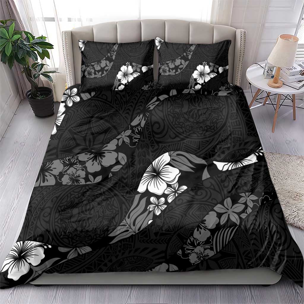 Aloha Hawaii Floral Tapa Bedding Set Patchwork Charcoal - Polynesian Pride
