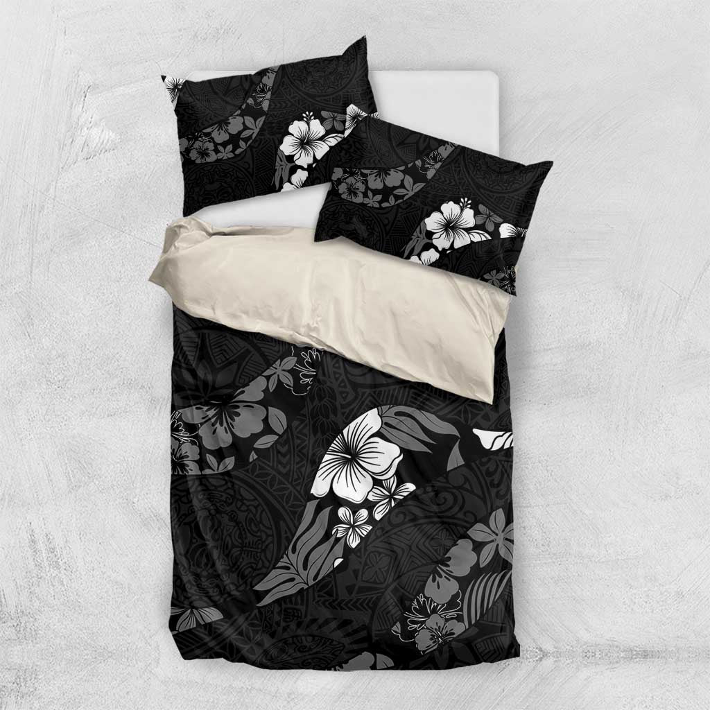 Aloha Hawaii Floral Tapa Bedding Set Patchwork Charcoal - Polynesian Pride