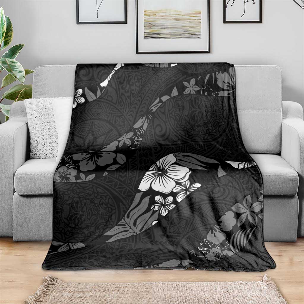 Aloha Hawaii Floral Tapa Blanket Patchwork Charcoal - Polynesian Pride