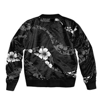 Aloha Hawaii Floral Tapa Bomber Jacket Patchwork Charcoal LT7 - Polynesian Pride