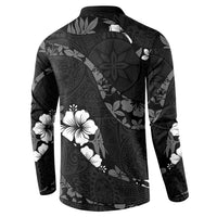 Aloha Hawaii Floral Tapa Button Sweatshirt Patchwork Charcoal - Polynesian Pride