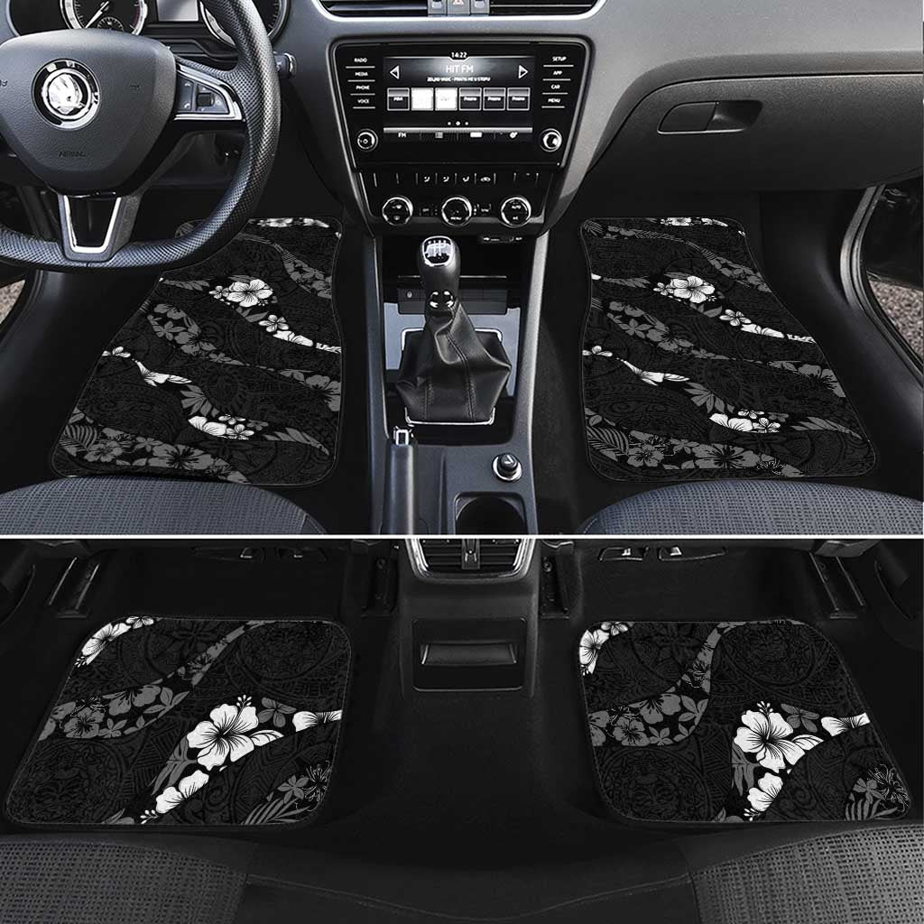 Aloha Hawaii Floral Tapa Car Mats Patchwork Charcoal - Polynesian Pride
