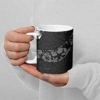 Aloha Hawaii Floral Tapa Ceramic Mug Patchwork Charcoal - Polynesian Pride