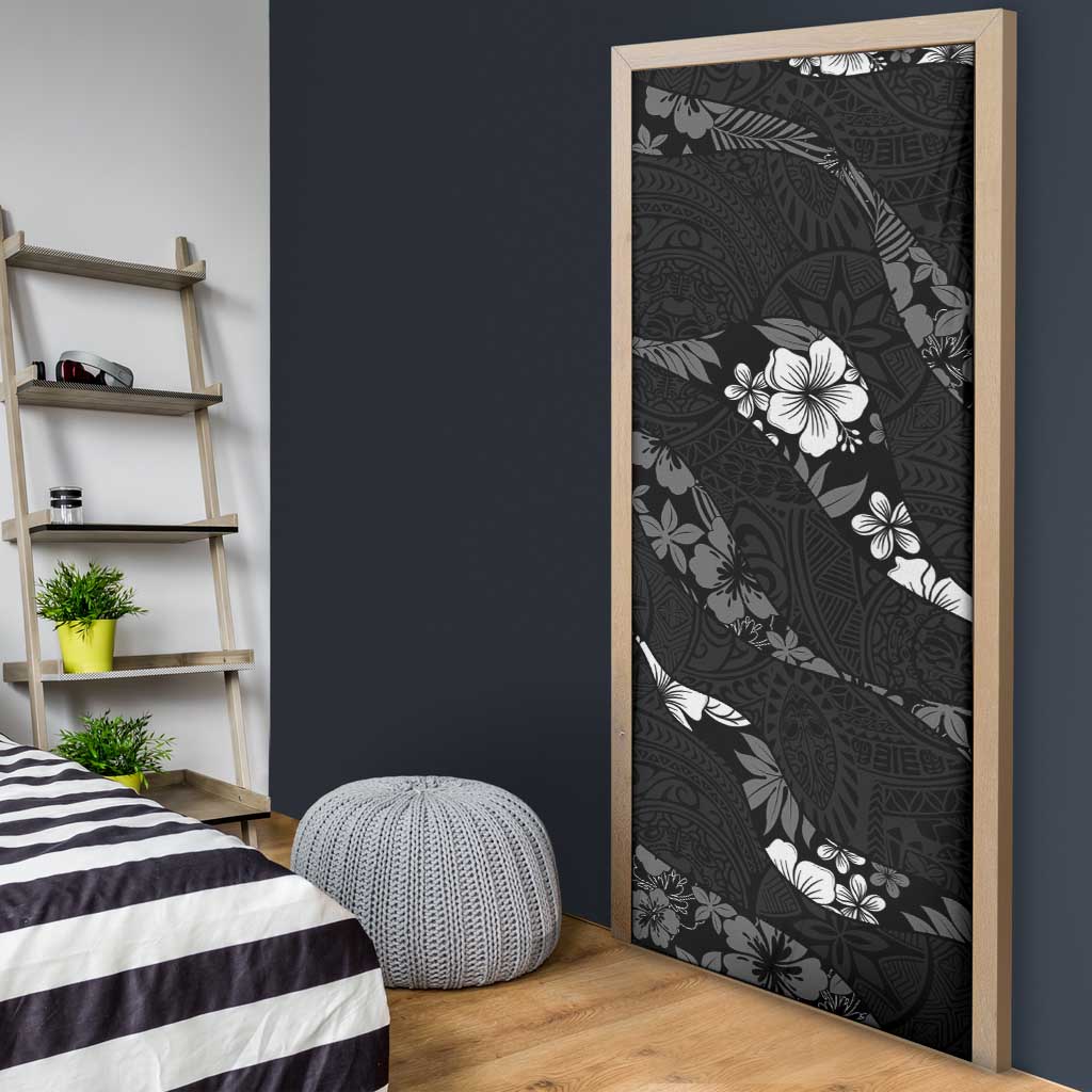 Aloha Hawaii Floral Tapa Door Cover Patchwork Charcoal - Polynesian Pride