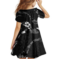 Aloha Hawaii Floral Tapa Family Matching Off Shoulder Short Dress and Hawaiian Shirt Patchwork Charcoal - Polynesian Pride