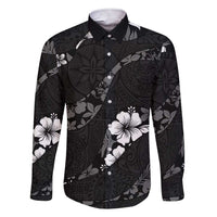 Aloha Hawaii Floral Tapa Family Matching Short Sleeve Bodycon Dress and Hawaiian Shirt Patchwork Charcoal - Polynesian Pride