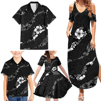 Aloha Hawaii Floral Tapa Family Matching Summer Maxi Dress and Hawaiian Shirt Patchwork Charcoal - Polynesian Pride