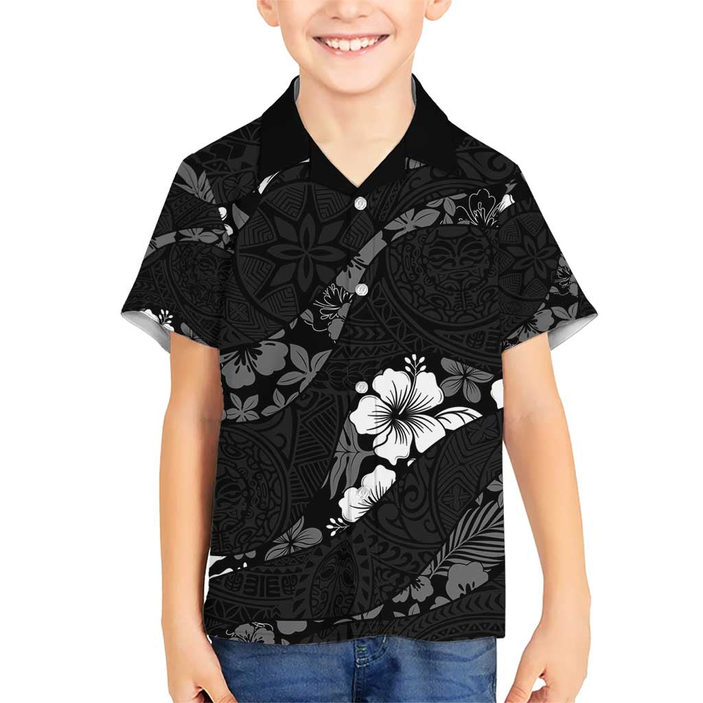Aloha Hawaii Floral Tapa Hawaiian Shirt Patchwork Charcoal - Polynesian Pride