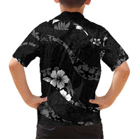 Aloha Hawaii Floral Tapa Kid Hawaiian Shirt Patchwork Charcoal - Polynesian Pride
