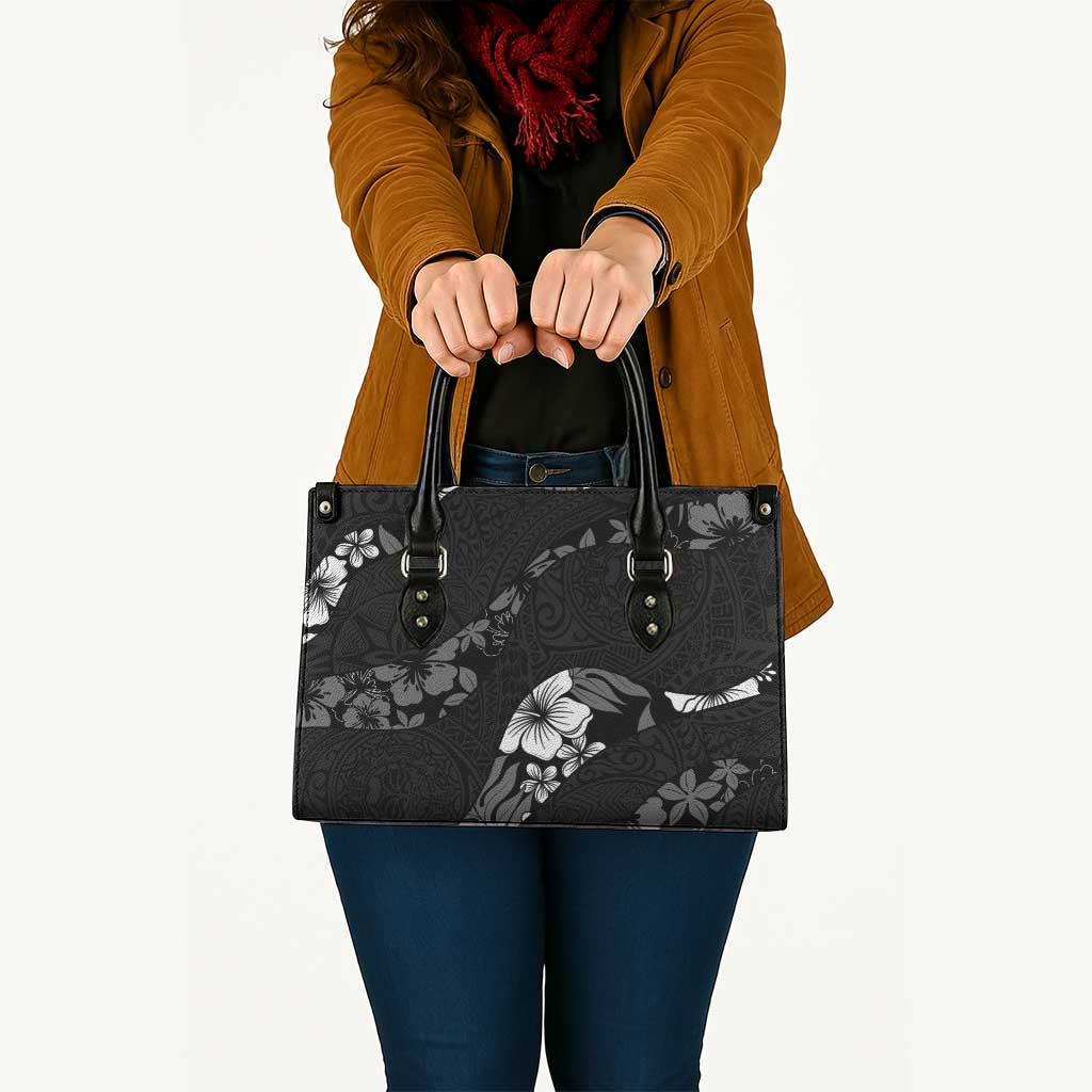 Aloha Hawaii Floral Tapa Leather Bag Patchwork Charcoal - Polynesian Pride