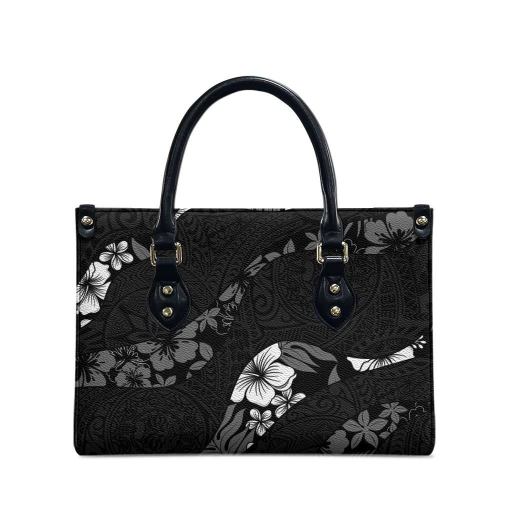 Aloha Hawaii Floral Tapa Leather Bag Patchwork Charcoal - Polynesian Pride