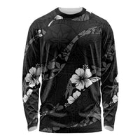 Aloha Hawaii Floral Tapa Long Sleeve Shirt Patchwork Charcoal - Polynesian Pride