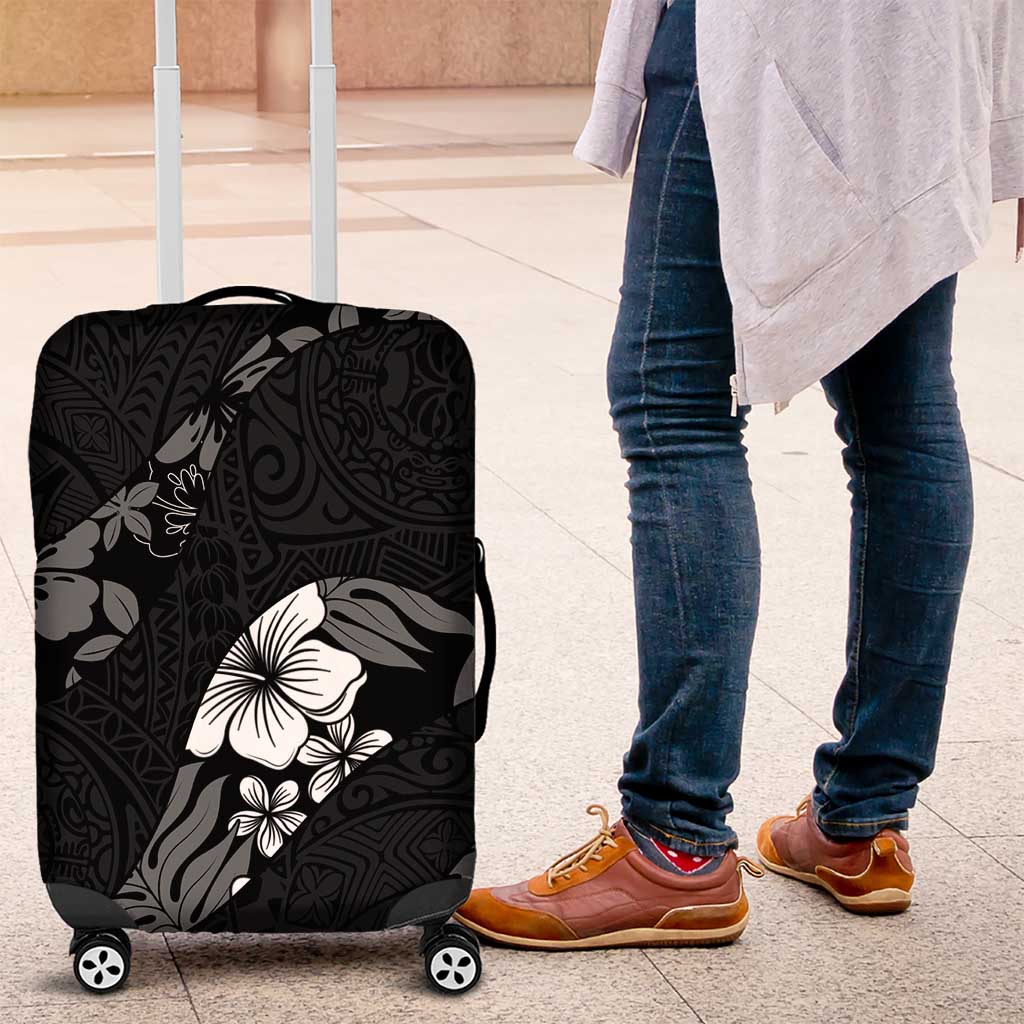 Aloha Hawaii Floral Tapa Luggage Cover Patchwork Charcoal - Polynesian Pride