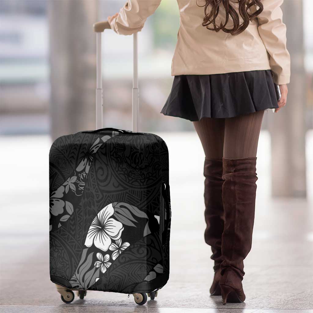 Aloha Hawaii Floral Tapa Luggage Cover Patchwork Charcoal - Polynesian Pride