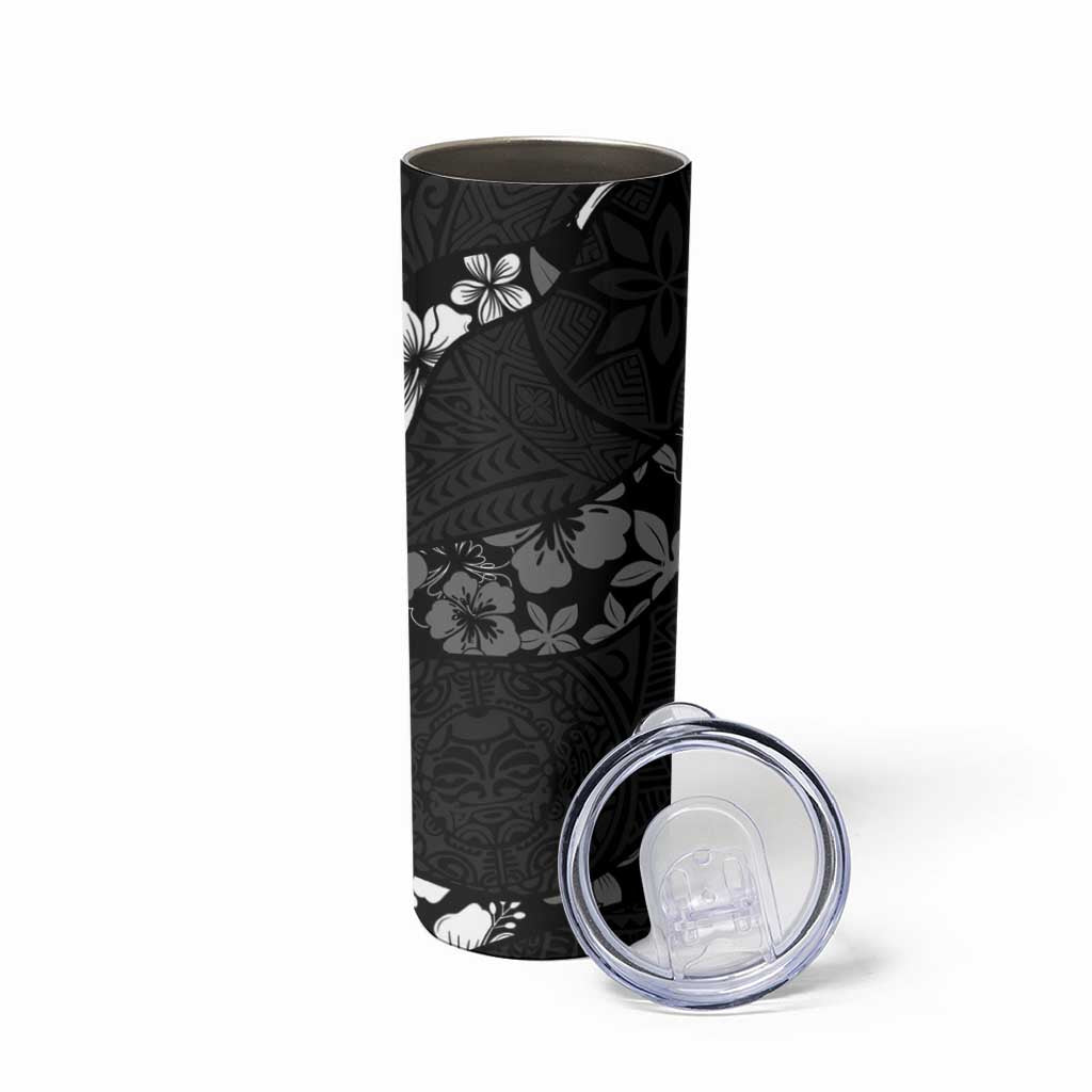 Aloha Hawaii Floral Tapa Skinny Tumbler Patchwork Charcoal - Polynesian Pride