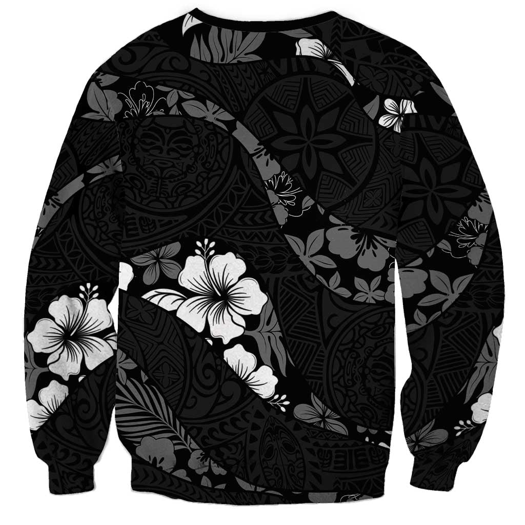 Aloha Hawaii Floral Tapa Sweatshirt Patchwork Charcoal - Polynesian Pride